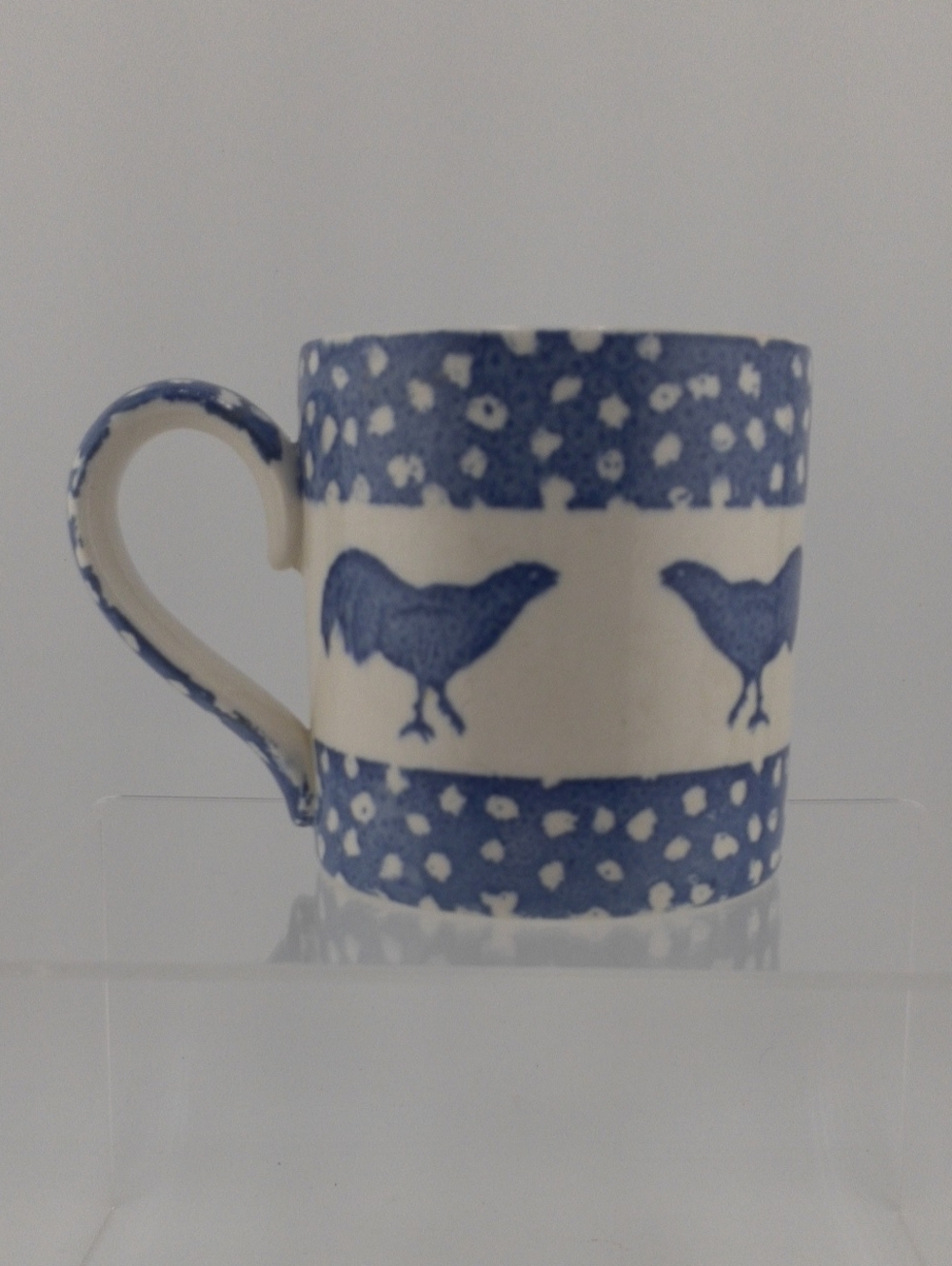 Vintage Burleigh (Burgess & Leigh) Chanticleer Rooster Mug Blue Speckled